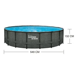 Elite Frame Pool 549x549x132cm Rattan Grau*Summer Waves Sale