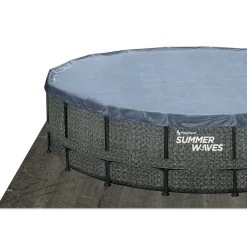 Elite Frame Pool 549x549x132cm Rattan Grau*Summer Waves Sale