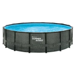 Elite Frame Pool 488x488x122cm Rattan Grau*Summer Waves Clearance