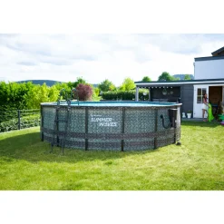 Elite Frame Pool 488x488x122cm Rattan Grau*Summer Waves Clearance