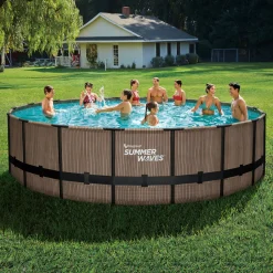 Summer Waves Elite Frame Pool 549x549x132cm Teak Optik