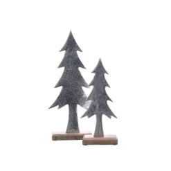 Tanne auf Stand Aluminium vernickelt auf Mangoholz 14 x 5 x 33 cm* Outlet