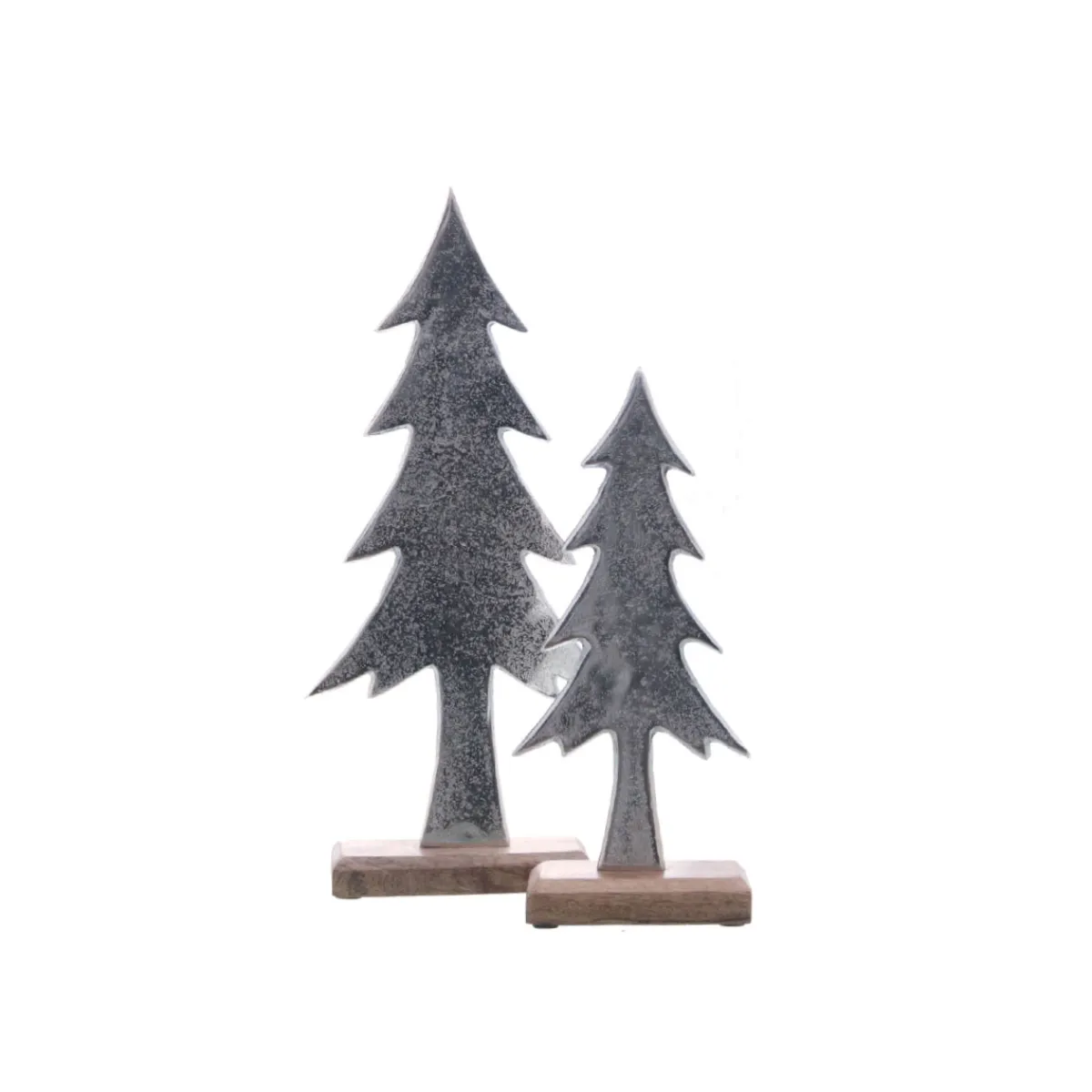 Tanne auf Stand Aluminium vernickelt auf Mangoholz 14 x 5 x 33 cm* Outlet