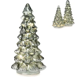 Tannenbaum mit LED 24cm Glas metallic grün