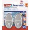 Tesa Haken Powertstripe Large Oval mattchrom 2 Haken und 4 Strips