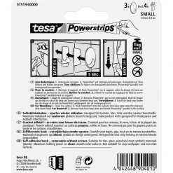 Haken Powertstripe Small chrom Oval 3 Haken und 4 Strips^Tesa Hot