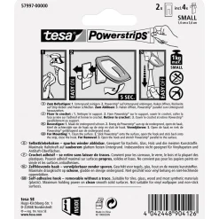 Tesa Haken Powertstripe Small Metallic Rechteck 2 Haken und 4 Strips