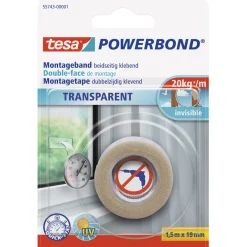 Tesa Powerbond Transparent 1,5mx19 mm