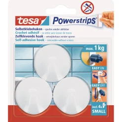 Tesa Powerstrips Haken Small rund weiß 3 Stück