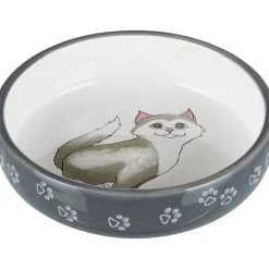 Keramiknapf Katze für kurznasige Rassen 300 ml 15 cm grau/weiss^Trixie Best
