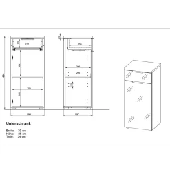 Unterschrank 39 x 86 x 34 cm graphit/weiß^ New
