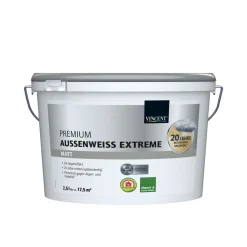 Fassadenfarbe Premium Aussenweiss Extreme matt 2,5 L*Vincent Outlet