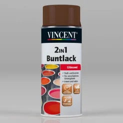 2in1 Buntlack Spray Nussbraun glänzend 400 ml*Vincent New