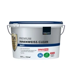 Vincent Wand- und Deckenfarbe Premium Innenweiss Clean matt 2,5 L