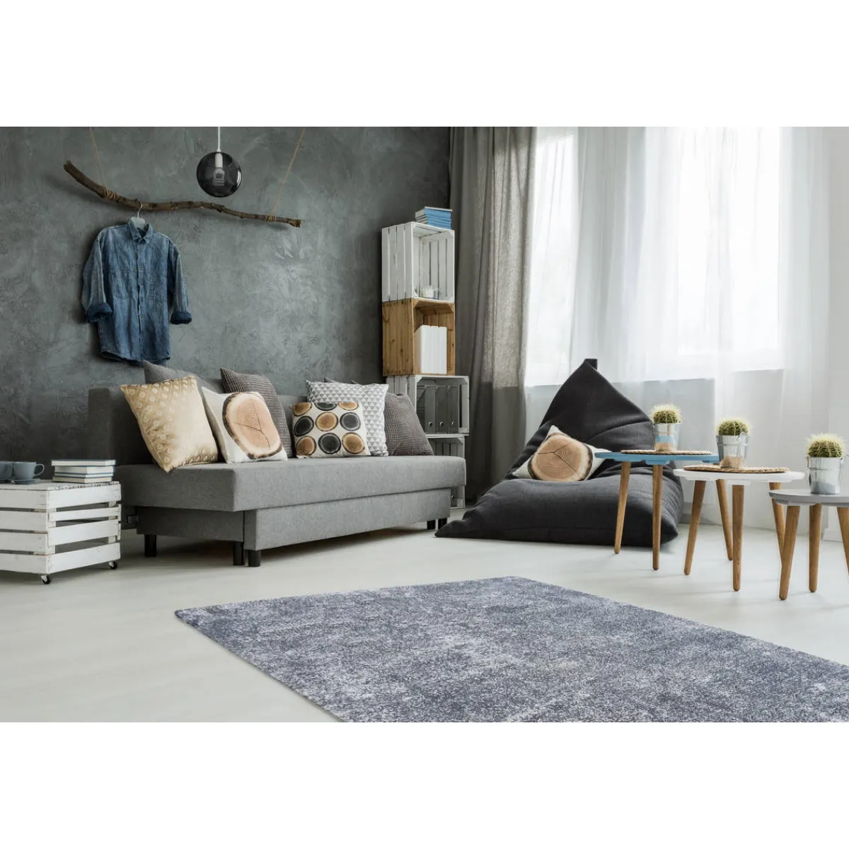 Vintage-Teppich Etna 110 hellblau^ New