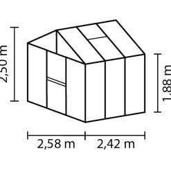 Gewächshaus Zeus 6200 6,2m² 3 mm ESG/HKP silber*Vitavia Online