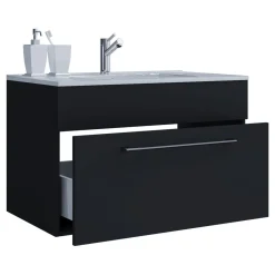 VCM Waschplatz 80 cm 2-teilig 1 Schubfach schwarz