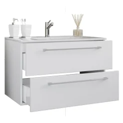 Waschplatz 80 cm 2-teilig 2 Schubfächer weiß^VCM Outlet