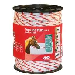 Weidezaunseil TopLine Plus 200 m Durchmesser 6 mm weiß-rot* Best