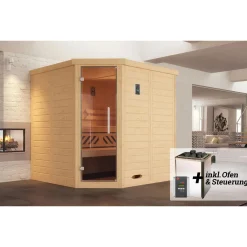 Elementsauna Varberg Größe 4 Sparset 7,5 kW Bio S Glastuer und Fenster*Weka Outlet