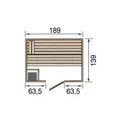 Massivholz-Sauna Valida Größe 1 Sparset 4,5 kW Bio S Glastuer*Weka Best