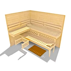 Weka Premium Massivholz-Elementsauna Kemi Eck Größe 3 Sparset 7,5 kW Bio S