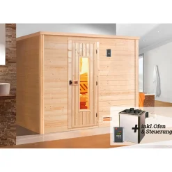 Weka Premium Massivholz-Sauna Bergen Größe 2 Sparset 7,5 kW OS