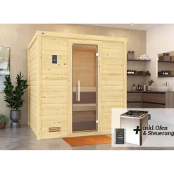 Weka Premium Massivholz-Sauna Bergen Größe 1.8 Sparset 7,5 kW Bio S