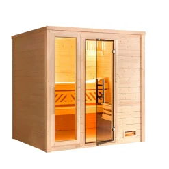 Weka Premium Massivholz-Sauna Bergen Größe 2 Sparset 7,5 kW OS Glastuer