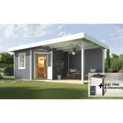 Weka Saunahaus Salo Größe 2 Sparset 7,5 kW Bio S rot