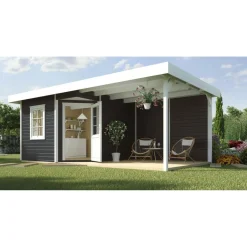 Weka Designhaus 213 B mit Anbau 300 cm 5-Eck 646 x 338 x 237 cm schwarz