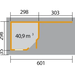 Weka Designhaus 213 B mit Anbau 300 cm 5-Eck 646 x 338 x 237 cm schwarz