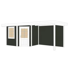 Weka Designhaus 213 B mit Anbau 300 cm 5-Eck 646 x 338 x 237 cm schwarz