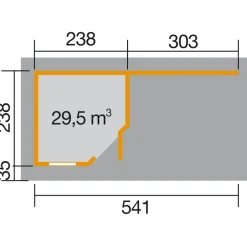 Designhaus 213 B mit Anbau 300 cm 5-Eck braun*Weka Best