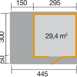 Weka Designhaus Line 172 A mit Anbau 150 cm 489 x 377 x 226 cm grau
