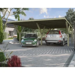 Weka Doppelcarport Y mit Stahldach Pfosten 12 x 12 cm