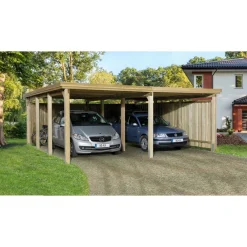 Weka Flachdach-Doppelcarport 618 552 x 567 cm