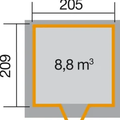 Gartenhaus 227 205 x 209 x 217 cm schwarz^Weka New