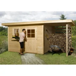 Gartenhaus 170 A Größe 4 mit Holzlagerplatz 150 cm^Weka Discount