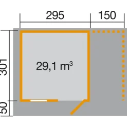 Gartenhaus 170 A Größe 4 mit Holzlagerplatz 150 cm^Weka Discount