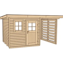 Gartenhaus 170 A Größe 4 mit Holzlagerplatz 150 cm^Weka Discount