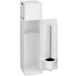 6 in 1 Stand WC-Garnitur Imon Weiß matt integrierter Toilettenpapierhalter WC-Bürstenhalter Ersatzrollenhalter Stauraumfächer und Ablage*Wenko Outlet