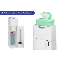 6 in 1 Stand WC-Garnitur Imon Weiß matt integrierter Toilettenpapierhalter WC-Bürstenhalter Ersatzrollenhalter Stauraumfächer und Ablage*Wenko Outlet