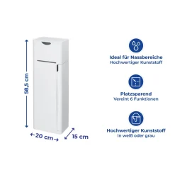 6 in 1 Stand WC-Garnitur Imon Weiß matt integrierter Toilettenpapierhalter WC-Bürstenhalter Ersatzrollenhalter Stauraumfächer und Ablage*Wenko Outlet
