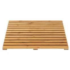 Wenko Baderost Indoor und Outdoor Bambus 50 x 50 cm Badematte Bodenrost für Dusche Bad Pool mit rutschhemmender Unterseite
