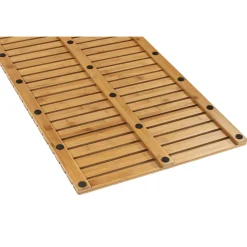 Wenko Baderost Indoor und Outdoor Bambus 100 x 50 cm Badematte Bodenrost für Dusche Bad Pool mit rutschhemmender Unterseite