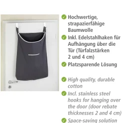 Über-Tür Wäschesammler Canguro Grau 65 l^Wenko Outlet