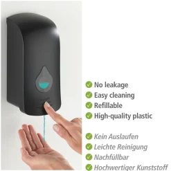 Desinfektionsmittel-Spender Ranera L Schwarz Seifenspender und Desinfektionsspender Füllmenge 740 ml^Wenko Clearance