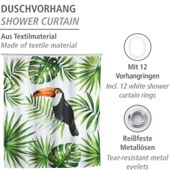Duschvorhang Tucan Textil Polyester 180 x 200 cm waschbar*Wenko Outlet