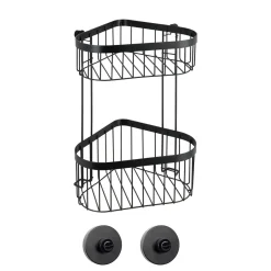 Wenko Eckregal 2 Etagen Classic Plus Black mit Vacuum-Loc Adapter Befestigen ohne bohren